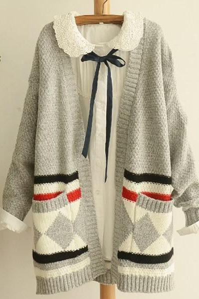 Grey Mori Simple Cardigan Sweater #153456